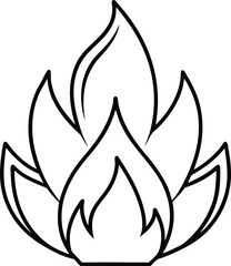 Fire outline vector and line art black and white illustration design. Minimalistic stylish fire outline and filled contour. Old school tattoo neo-tribal style or silhouette flame for cars.