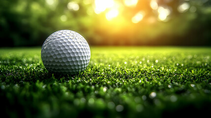 Obraz premium Golf Ball on Green Grass with Bokeh Background - Photo