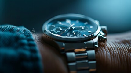 Close-up of a Luxury Chronograph Wristwatch