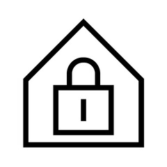 House Padlock Icon, House Protect Insurance Single Icon in Outline Line Style