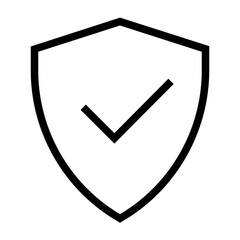 Shield Check Mark Icon, Insurance Single Icon in Outline Line Style
