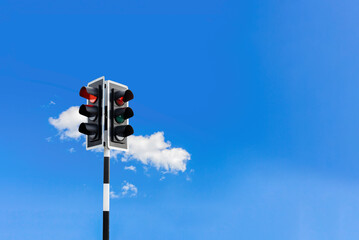 Traffic Light on Empty Blue Sky