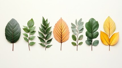 Obraz premium Diverse leaves on white isolated background