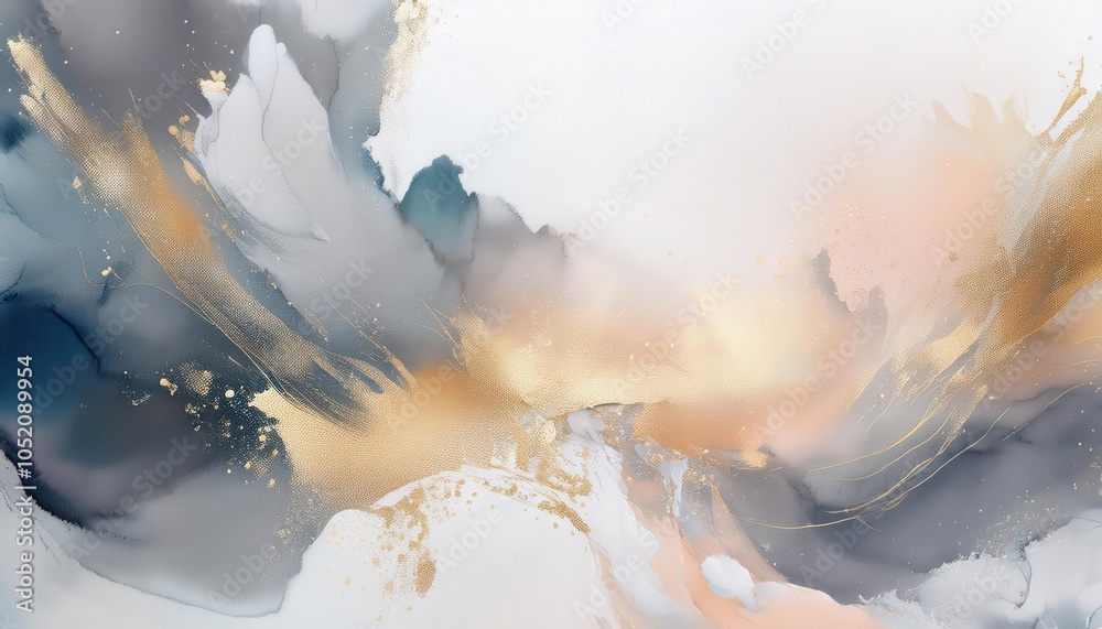 Aufkleber dreamy abstract background with soft feathery textures, golden highlights, and cloud like swirls in 