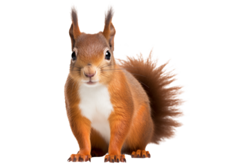 Cute squirrel isolated on a transparent background.