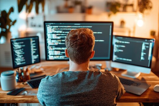 Automation code executing with syntax corrections in progress, Code on screen, process automation