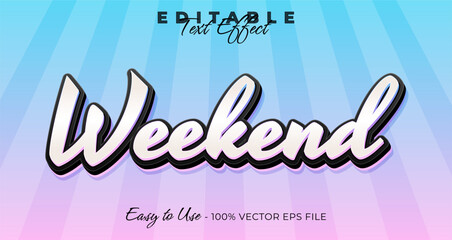 weekend text effect, typography template vector graphic style