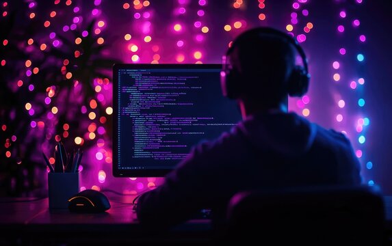 Developer writing Python scripts for automation with syntax highlighted, Code on screen, automation systems