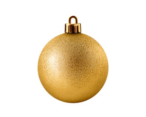Shiny Christmas ornament ball in gold tone isolated on transparent background
