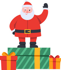Santa Claus with gift box icon. Santa Claus character.