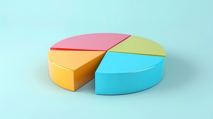Obraz premium A simple pie chart with three colorful segments reveals data proportions and statistical comparisons effectively