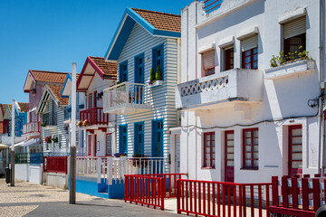 Typical construction in the houses of Costa Nova, Portugal, Aveiro.