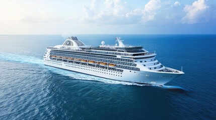 Naklejka premium Majestic Cruise Ship Sailing Across Calm Waters