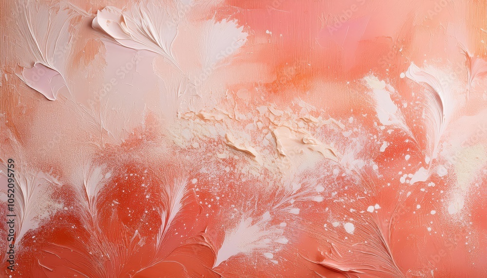 Poster ethereal blush and peach textured abstract background with gentle white brushstrokes. perfect for br