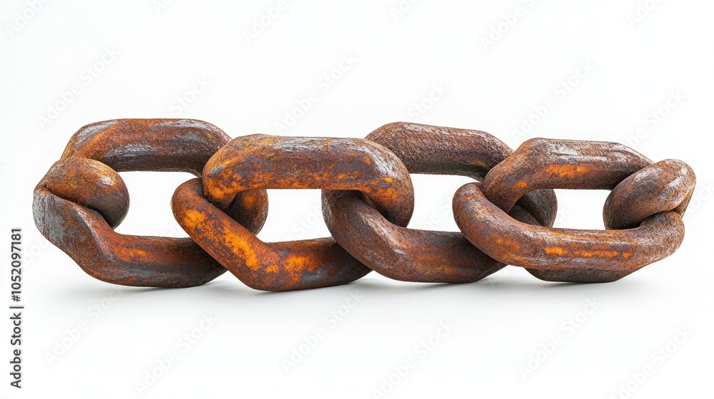 Aufkleber A minimalist portrayal of rusty chain links on a bright white background, emphasizing their detailed textures and aged characteristics.
