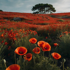 Obraz premium poppy field with sky