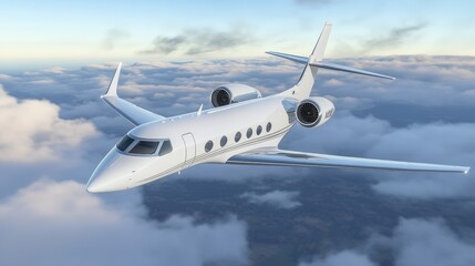 Fototapeta premium Luxury Jet Flying Above Beautiful Clouds