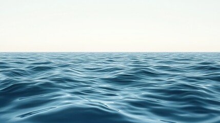 Fototapeta premium Calm light blue ocean waves create a picturesque scene against a clear horizon, inviting relaxation and appreciation for nature's splendor.