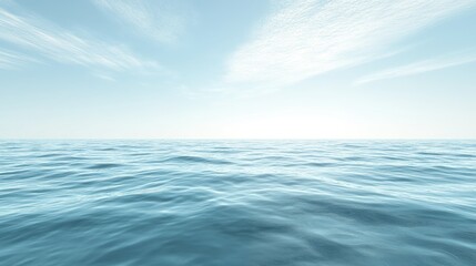 Fototapeta premium Calm light blue ocean waves create a picturesque scene against a clear horizon, inviting relaxation and appreciation for nature's splendor.