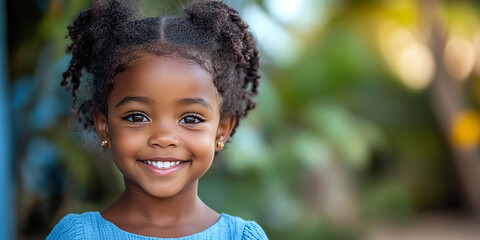 portrait of an black little girl with a smile