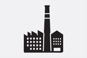 A black silhouette of a factory  with two tall smokestacks.