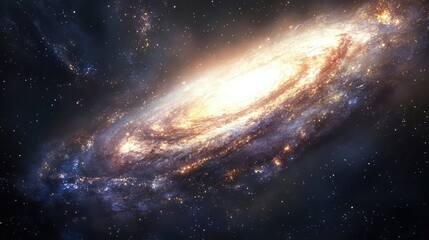 A distant galaxy surrounded by the infinite void, its light softly illuminating the darkness, creating a calm and surreal cosmic landscape