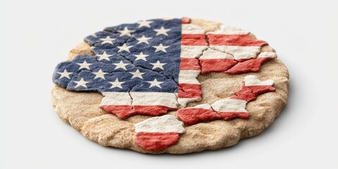 Obraz premium American Flag Cracked Stone Texture Patriotism National Pride USA Symbol