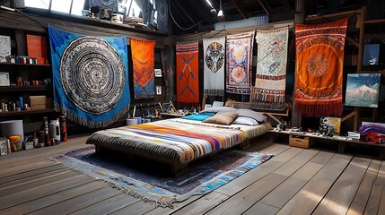 Naklejka premium Cozy Bohemian Crafting Studio Interior Design