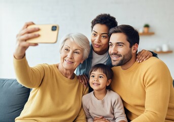 Happy Family Taking a Selfie Together