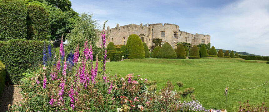 The gardens at Chirk Castle ,  a Grade I listed castle located in Chirk, Wrexham County Borough, Wales, UK