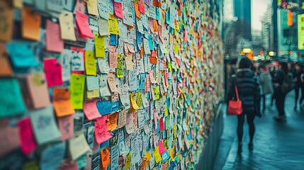 Colorful Sticky Note Wall for Creative Ideas