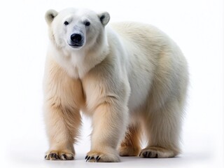 Fototapeta premium Polar Bear Isolated on White Background - Majestic Arctic Wildlife Photography