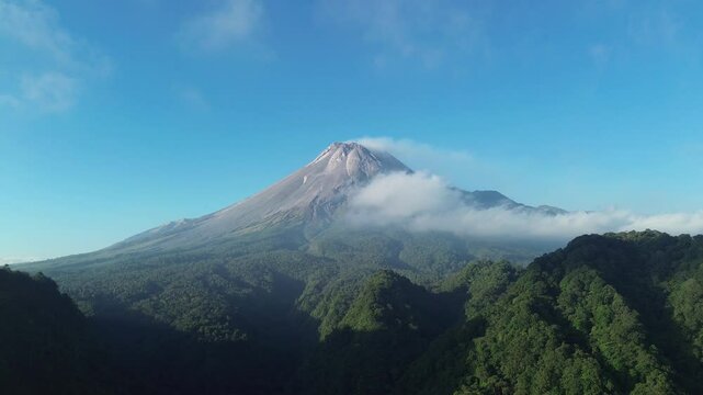Hyperlapse aerial drone footage of Merapi Mountain