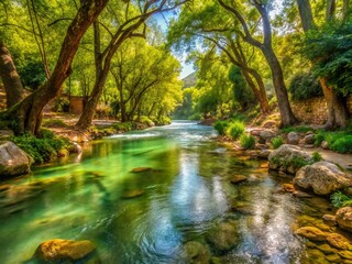 Portrait Photography of Podoniftis Stream in Athens, Greece - A Serene Urban Oasis Amidst Nature's Beauty