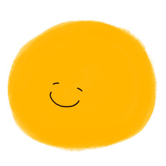 Minimalist Cute Yellow Smiley Face Vector – Soft Hand-drawn Happy Face for Posters, Stickers, and Kids' Design