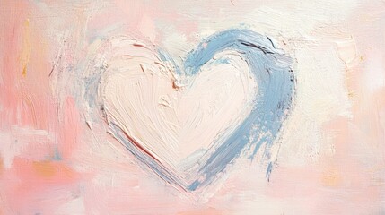 Fototapeta premium Symbolic heart in light brushstrokes on pastel background, minimal and soft, perfect for World Kindness Day