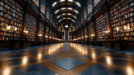 Fototapeta premium Grand Interior of an Old Fashioned Library