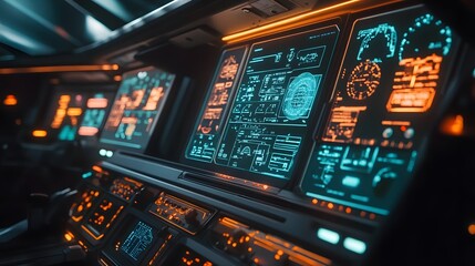 Obraz premium Empty Cockpit of Modern Airplane