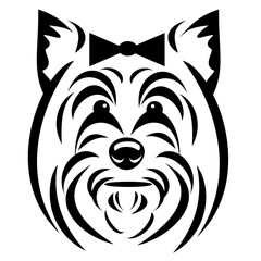 Fog portrait line drawing of Yorkshire Terrier