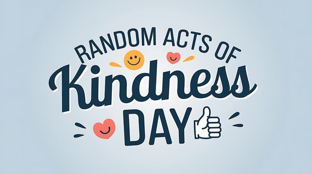Random Acts of Kindness Day Illustration with Smiley Face and Thumbs Up