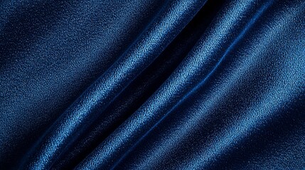 Fototapeta premium Luxurious deep blue satin fabric with elegant drapery and shine for fashion and home decor applications