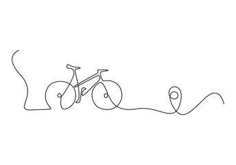 Continuous line art of a bicycle. Navigate and adventure symbol in simple linear style vector illustration