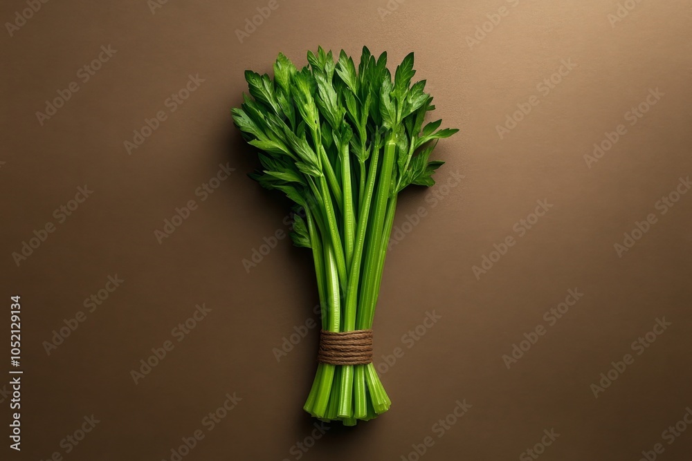 Fototapete a minimalist design of a celery stalk, with a clean line capturing its natural form against a light 