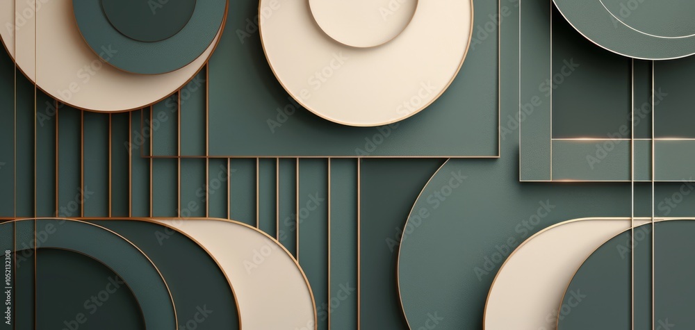 Poster Abstract design featuring layered geometric shapes in earthy tones, creating a visually striking composition with depth and texture, ideal for modern decor or branding.