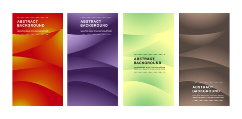 Fototapeta premium Modern gradient poster background vector set. Minimalist style cover template with red, dark blue, light green, gray colors. Ideal design for social media, covers, banners, flyers.