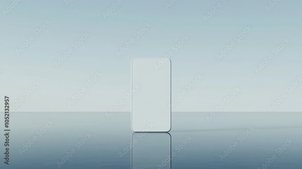 Leinwandbilder a sleek smartphone is positioned upright on a smooth surface reflecting the clear blue sky. the tran