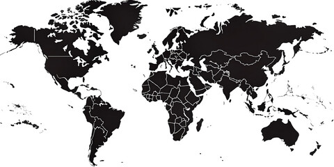 World map on isolated background. Blank outline map of World.AI GENERATED