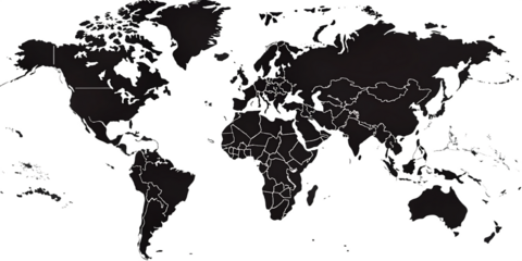 World map on isolated background. Blank outline map of World.AI GENERATED