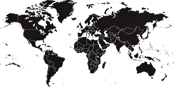 World map on isolated background. Blank outline map of World.AI GENERATED