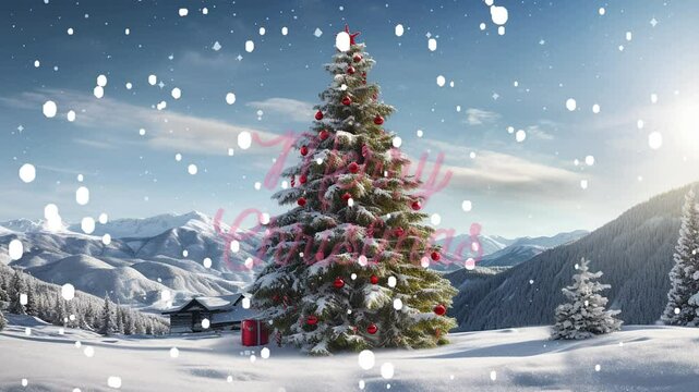 MERRY CHRISTMAS IN THE MOUNTAINS WITH THE SNOW COMING DOWN